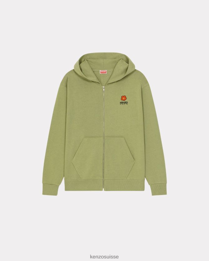 Kenzo pull à capuche zippé et écusson "boke flower" Hommes vert sauge D2804X284 vêtements