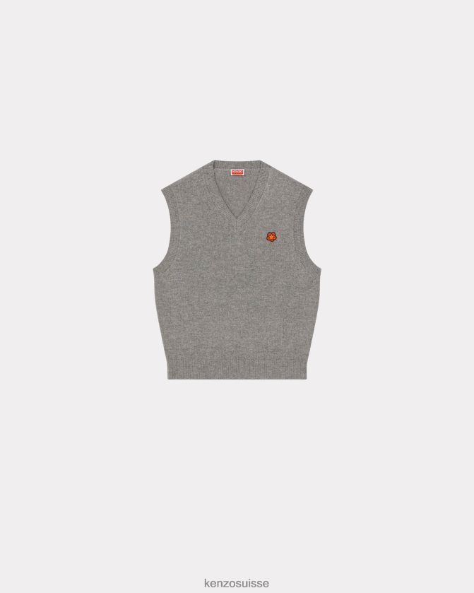 Kenzo pull en laine à écusson fleur boke Hommes gris perle D2804X274 vêtements