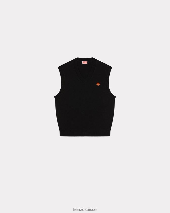 Kenzo pull en laine à écusson fleur boke Hommes noir D2804X134 vêtements