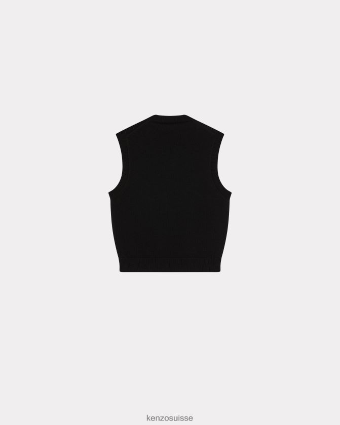 Kenzo pull en laine à écusson fleur boke Hommes noir D2804X134 vêtements
