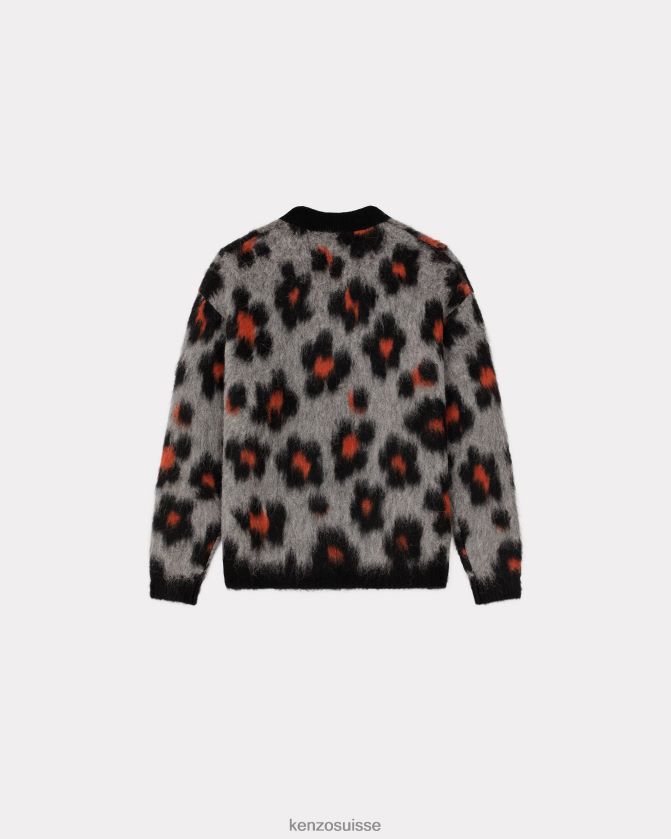 Kenzo pull en laine hana léopard Hommes gris brumeux D2804X120 vêtements