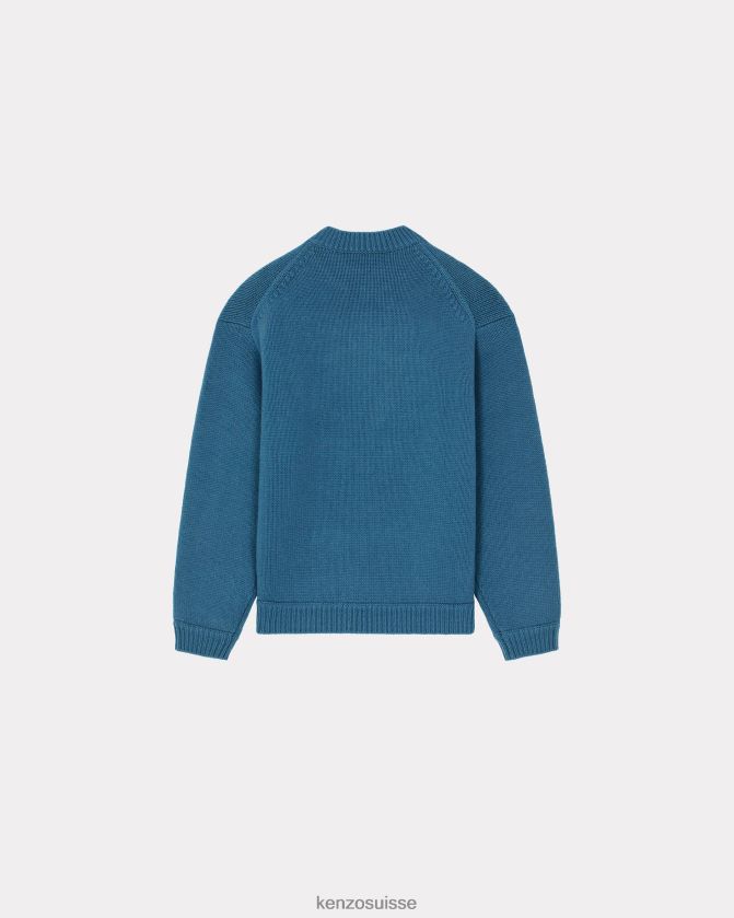 Kenzo pull en laine éléphant Hommes cyan D2804X3 vêtements