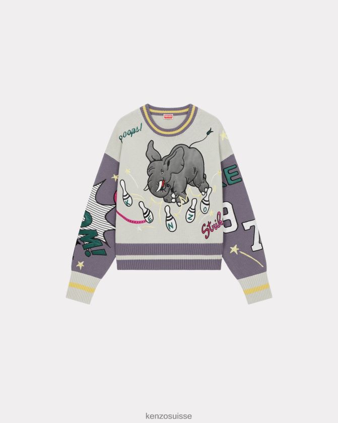 Kenzo pull en laine mérinos éléphant bowling Hommes glycine D2804X6 vêtements