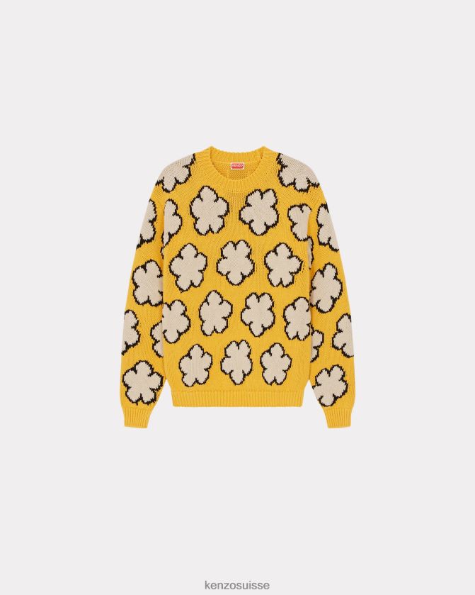 Kenzo pull à fleurs de boke Hommes jaune doré D2804X314 vêtements