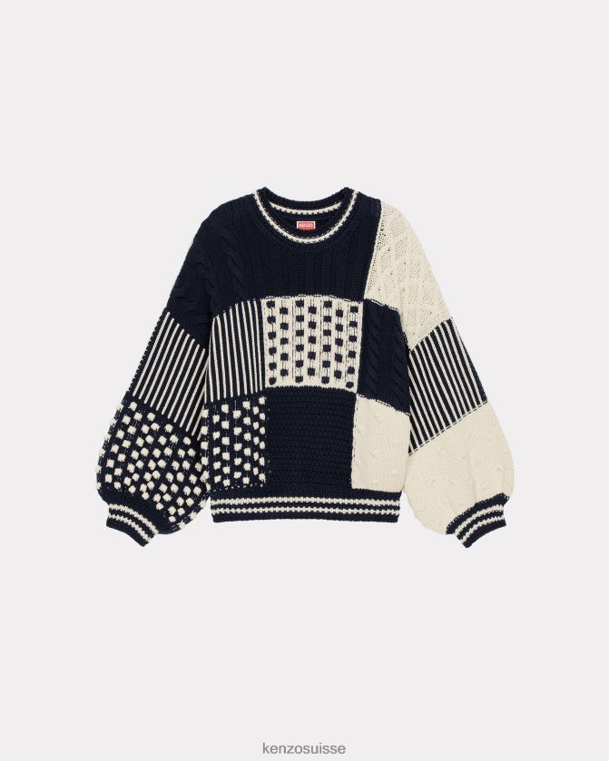 Kenzo pull patchwork marin Hommes bleu nuit D2804X355 vêtements