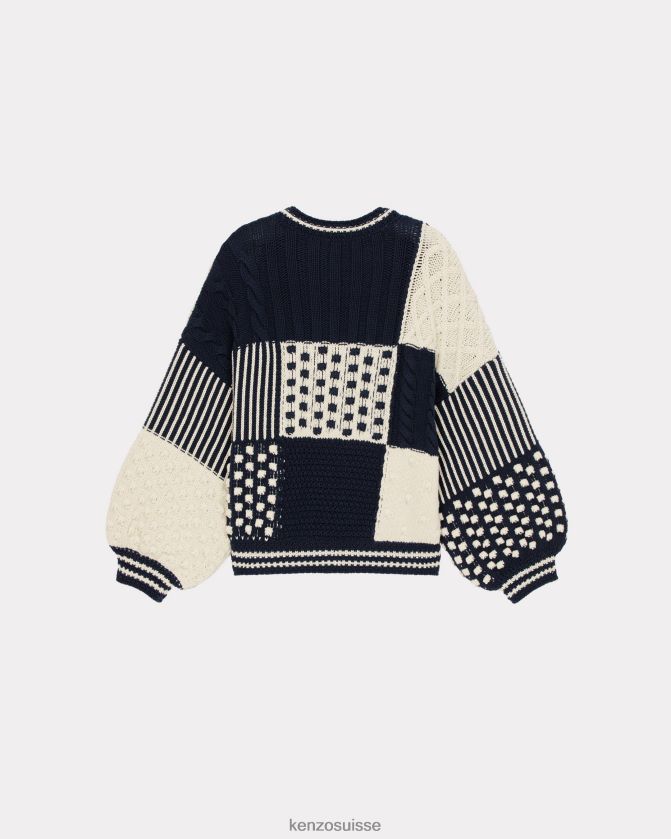 Kenzo pull patchwork marin Hommes bleu nuit D2804X355 vêtements