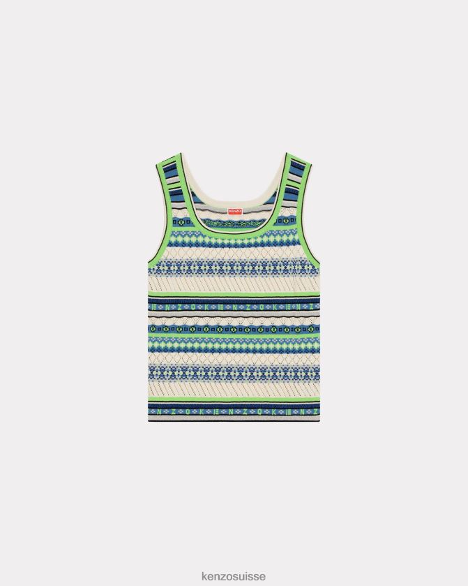 Kenzo pull sans manches Fair Isle Hommes bleu nuit D2804X166 vêtements