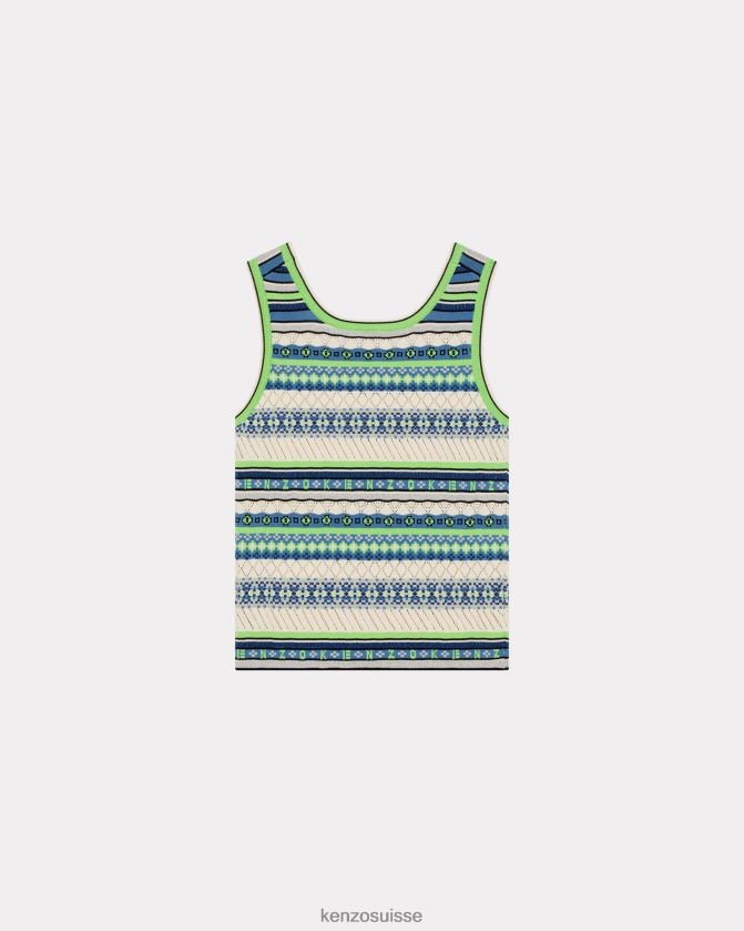 Kenzo pull sans manches Fair Isle Hommes bleu nuit D2804X166 vêtements