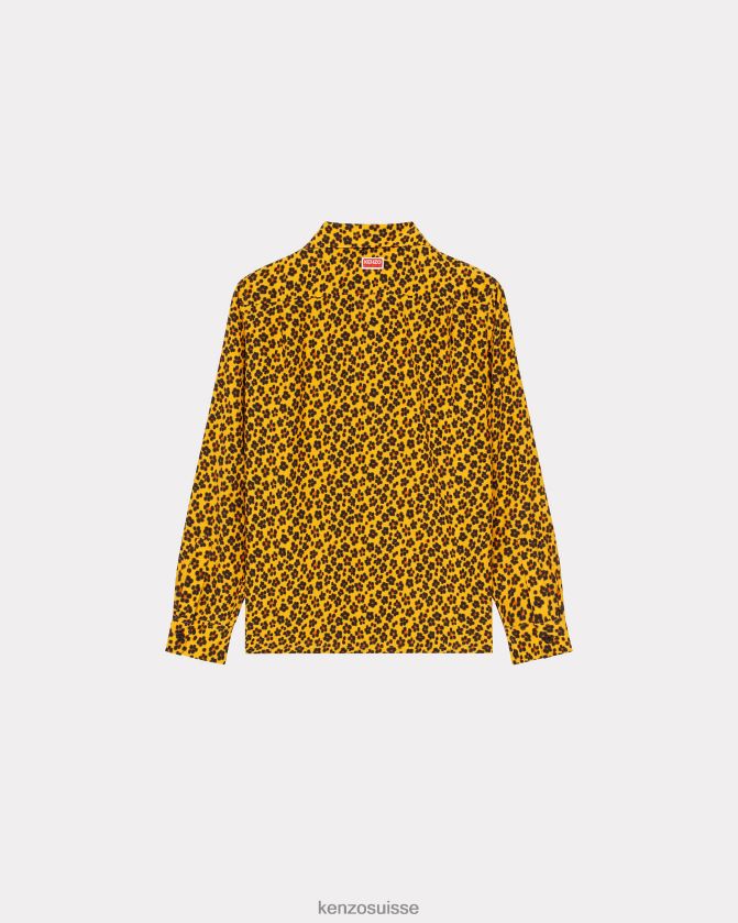 Kenzo chemise décontractée Hana léopard Hommes jaune doré D2804X219 vêtements