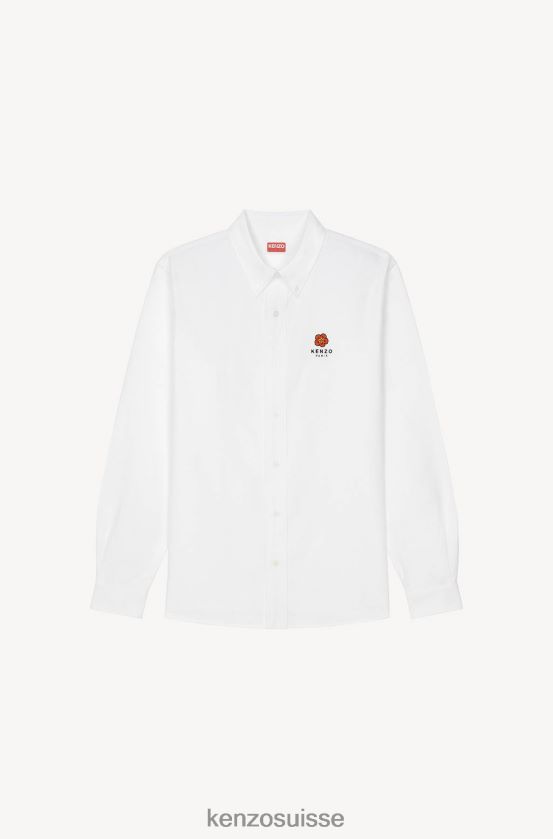 Kenzo chemise décontractée à badge fleur boke Hommes blanc D2804X50 vêtements