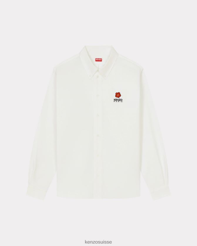 Kenzo chemise décontractée à écusson de fleur de boke Hommes blanc D2804X136 vêtements