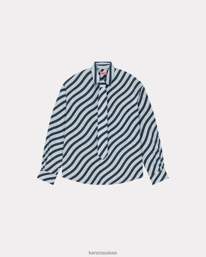 Kenzo chemise décontractée à rayures ondulées Hommes bleu clair D2804X259 vêtements
