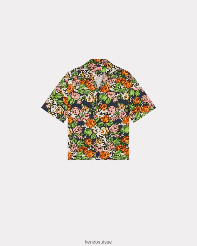 Kenzo chemise à fleurs hawaïennes Hommes bleu nuit D2804X221 vêtements