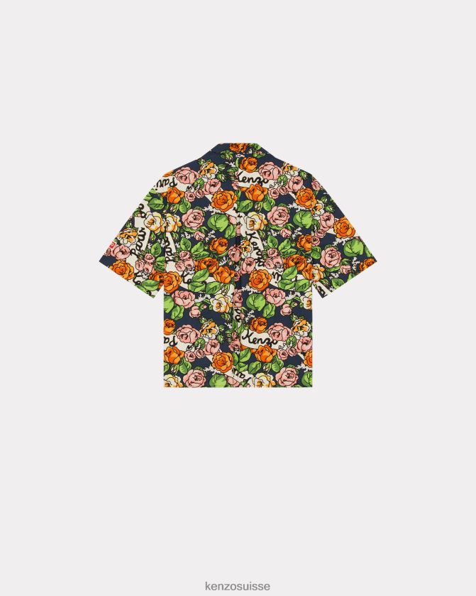 Kenzo chemise à fleurs hawaïennes Hommes bleu nuit D2804X221 vêtements