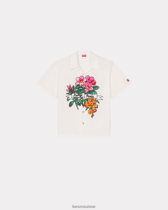 Kenzo chemise hawaïenne de tatouage de fleur d'aloha Hommes blanc cassé D2804X229 vêtements