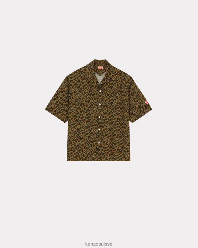 Kenzo chemise hawaïenne hana léopard Hommes kaki D2804X361 vêtements