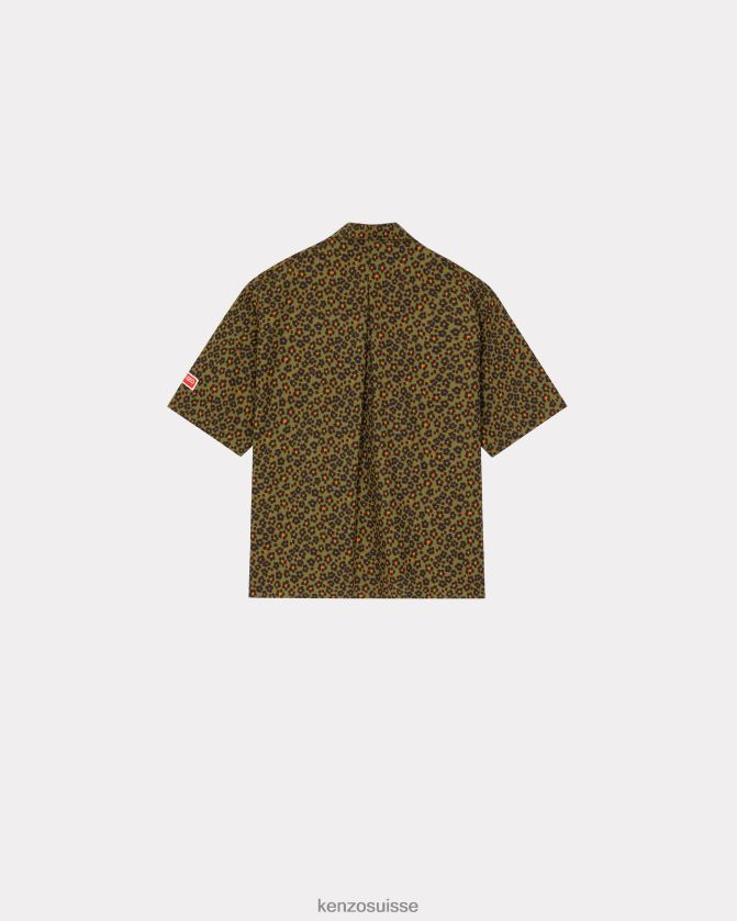 Kenzo chemise hawaïenne hana léopard Hommes kaki D2804X361 vêtements
