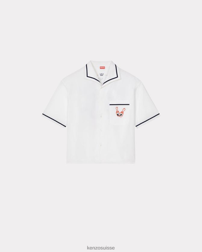 Kenzo chemise hawaïenne "éléphant de bowling" Hommes blanc cassé D2804X260 vêtements