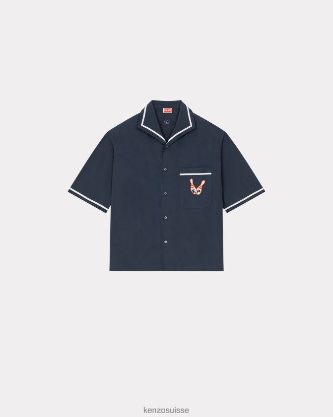 Kenzo chemise hawaïenne "éléphant de bowling" Hommes bleu nuit D2804X255 vêtements