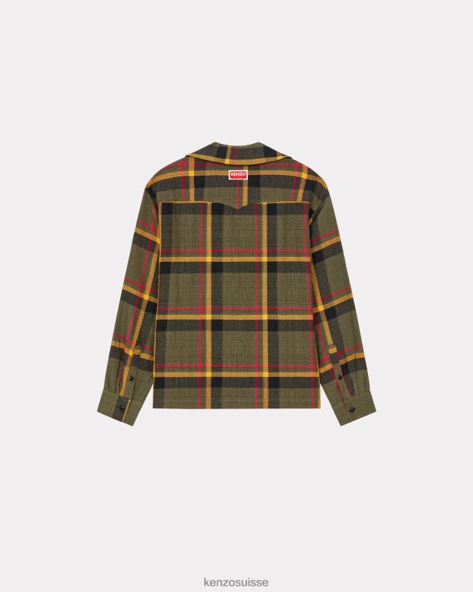 Kenzo chemise oversize à carreaux Hommes kaki D2804X158 vêtements