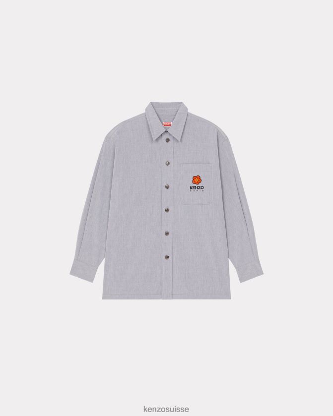 Kenzo chemise oversize à écusson de fleur de boke Hommes bleu nuit D2804X142 vêtements