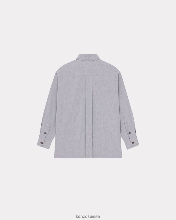 Kenzo chemise oversize à écusson de fleur de boke Hommes bleu nuit D2804X142 vêtements