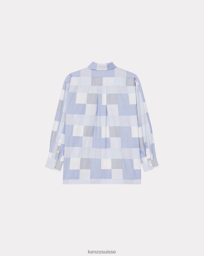 Kenzo chemise oversize patchwork Hommes bleu clair D2804X122 vêtements