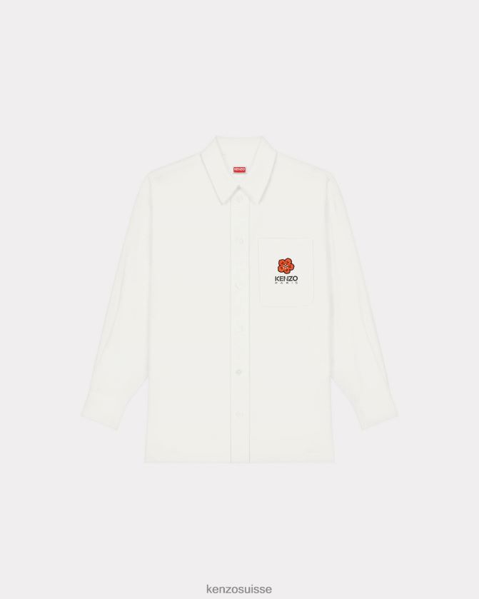 Kenzo chemise surdimensionnée avec écusson de fleur de boke. Hommes blanc cassé D2804X316 vêtements