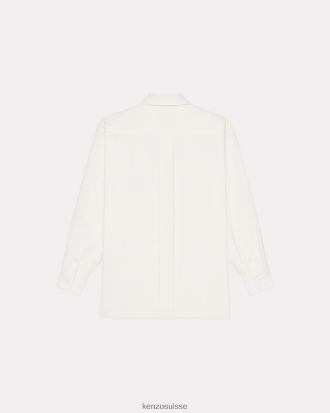 Kenzo chemise surdimensionnée avec écusson de fleur de boke. Hommes blanc cassé D2804X316 vêtements