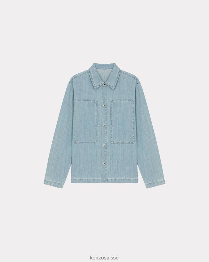 Kenzo surchemise en jean Hommes denim bleu décoloré D2804X127 vêtements