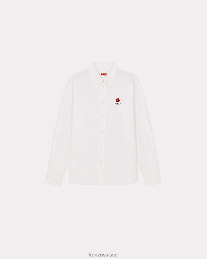 Kenzo veste-chemise à écusson de fleur de boke Hommes blanc D2804X280 vêtements