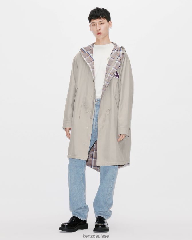 Kenzo parka mi-longue varsity Hommes gris perle D2804X275 vêtements