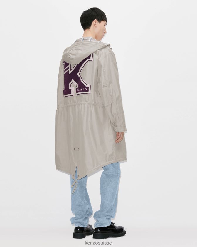 Kenzo parka mi-longue varsity Hommes gris perle D2804X275 vêtements
