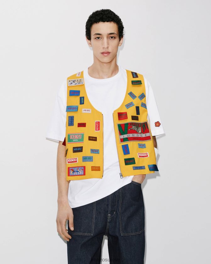 Kenzo gilet des labels d'archives Hommes jaune doré D2804X243 vêtements