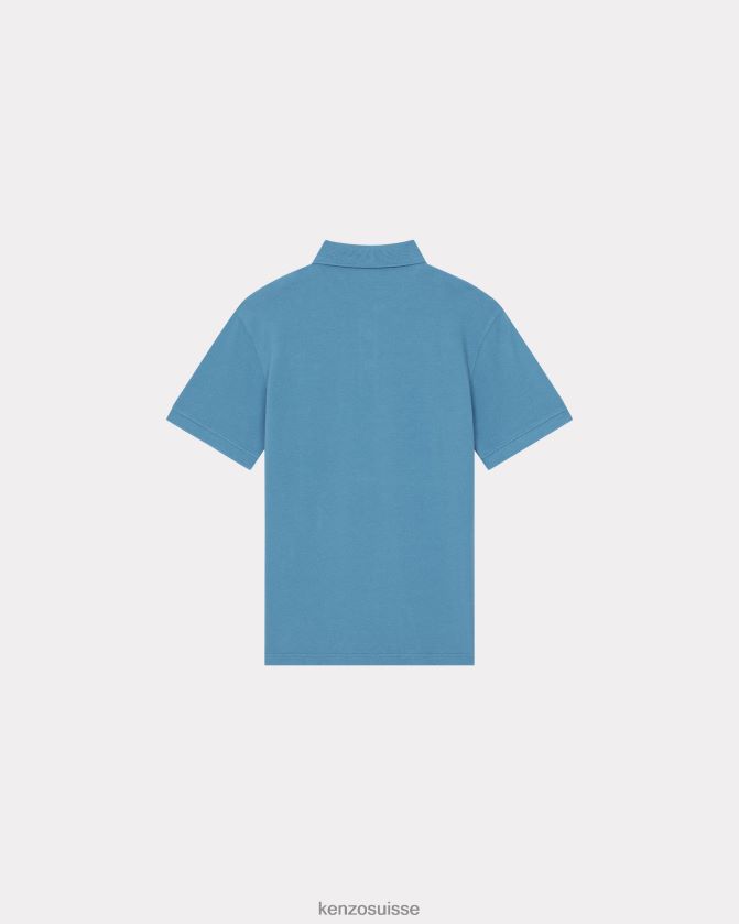 Kenzo polo à blason de fleur de boke Hommes cyan D2804X24 vêtements