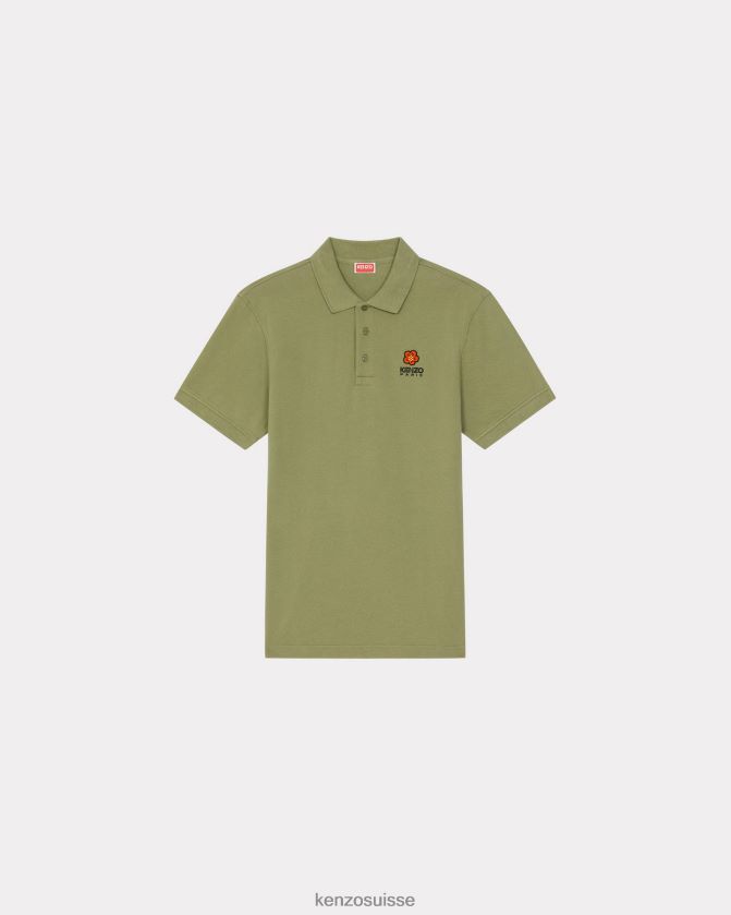 Kenzo polo à blason de fleur de boke Hommes vert sauge D2804X180 vêtements