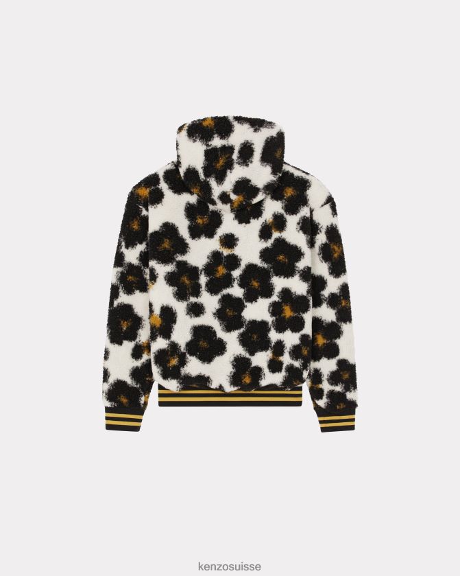 Kenzo sweat à capuche en polaire hana léopard Hommes blanc cassé D2804X113 vêtements