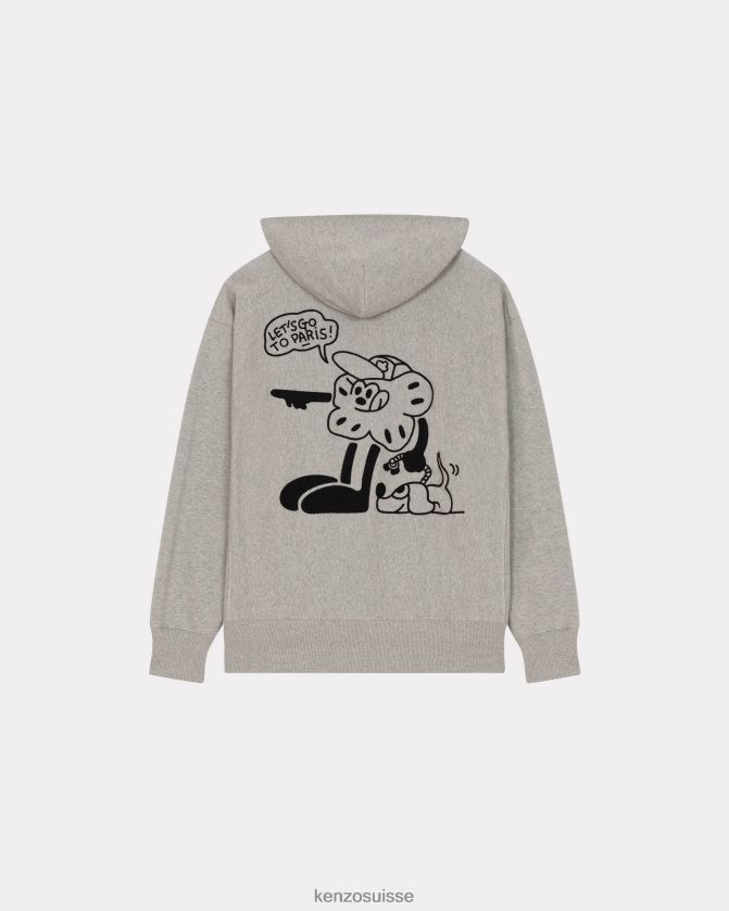 Kenzo sweat-shirt surdimensionné à capuche de Boke Travels Hommes gris perle D2804X12 vêtements