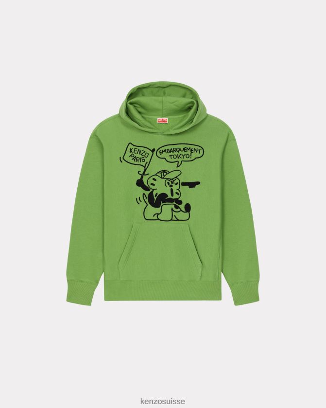 Kenzo sweat-shirt surdimensionné à capuche de Boke Travels Hommes herbe verte D2804X141 vêtements