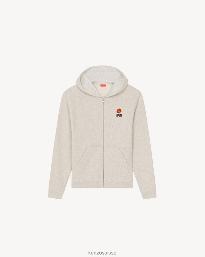 Kenzo sweat-shirt zippé à capuche avec écusson de fleur de boke Hommes gris pale D2804X364 vêtements