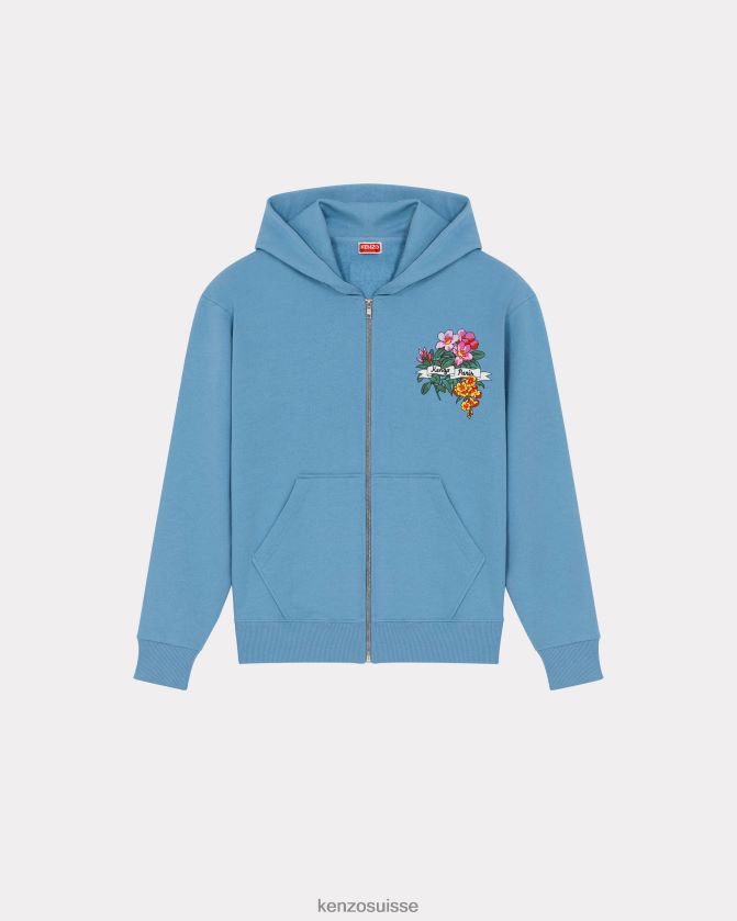 Kenzo sweat zippé "Aloha Flower Tattoo" Hommes cyan D2804X231 vêtements