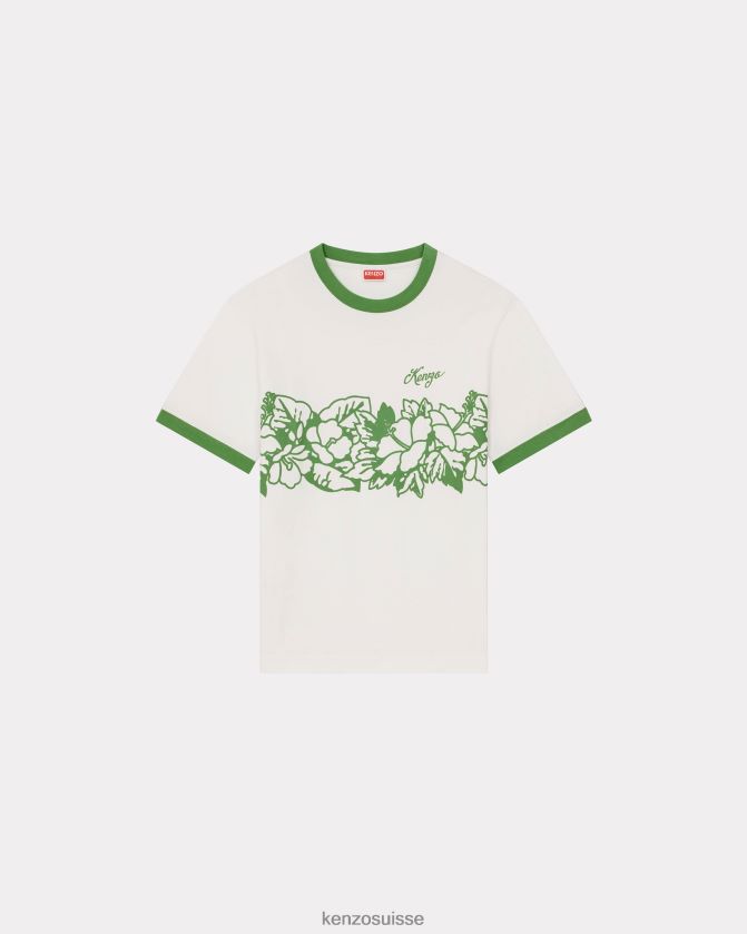 Kenzo T-shirt slim "tatouage de fleurs aloha" Hommes herbe verte D2804X214 vêtements