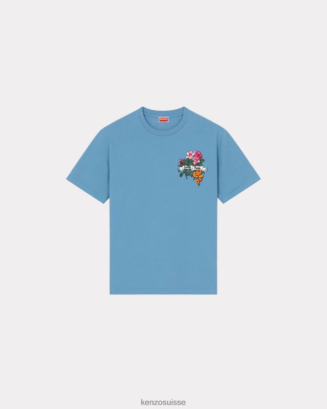 Kenzo T-shirt "tatouage de fleurs aloha" Hommes cyan D2804X196 vêtements