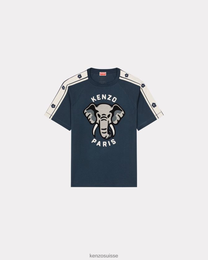 Kenzo t-shirt ajusté éléphant Hommes bleu nuit D2804X15 vêtements