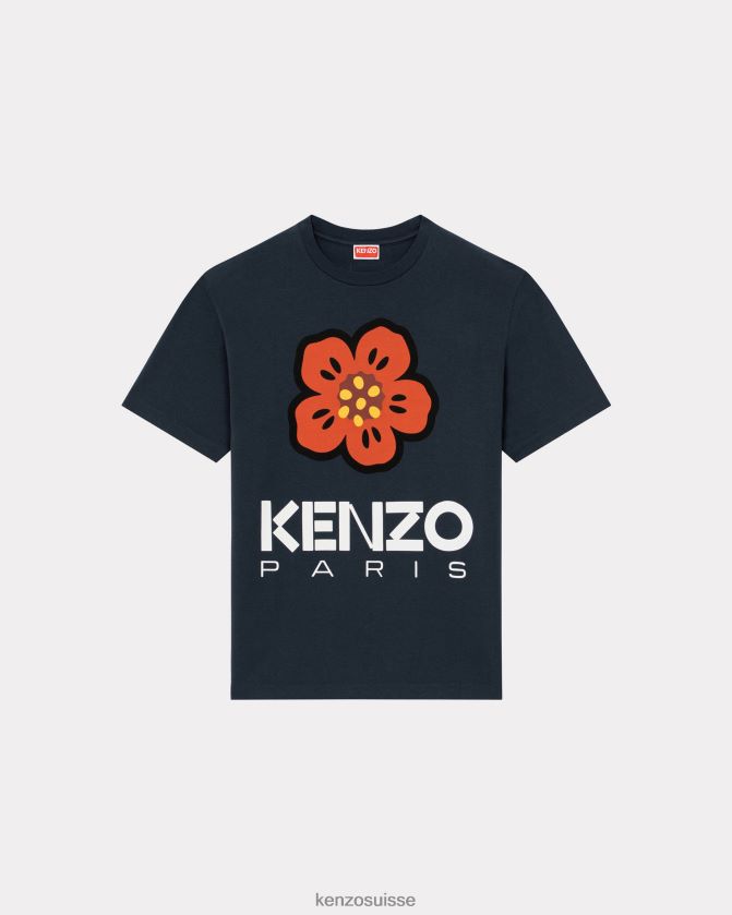 Kenzo t-shirt fleur de boké Hommes bleu nuit D2804X60 vêtements