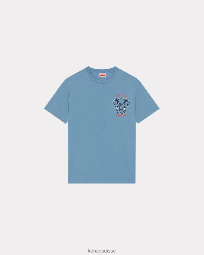 Kenzo t-shirt éléphant de la jungle universitaire Hommes cyan D2804X77 vêtements
