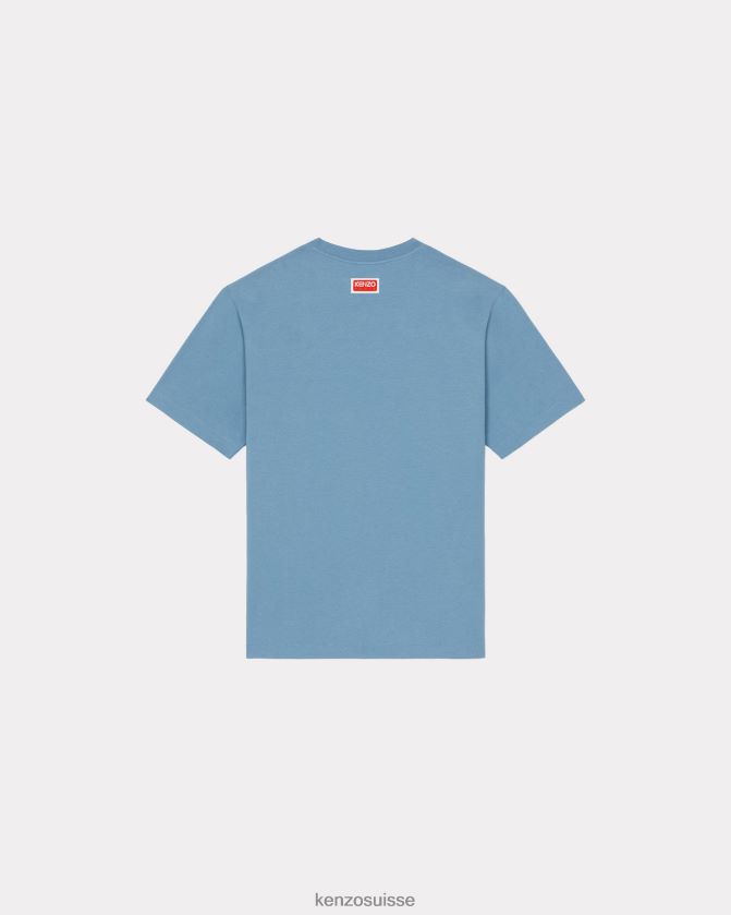 Kenzo t-shirt éléphant de la jungle universitaire Hommes cyan D2804X77 vêtements