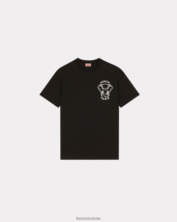 Kenzo t-shirt éléphant de la jungle universitaire Hommes noir D2804X174 vêtements