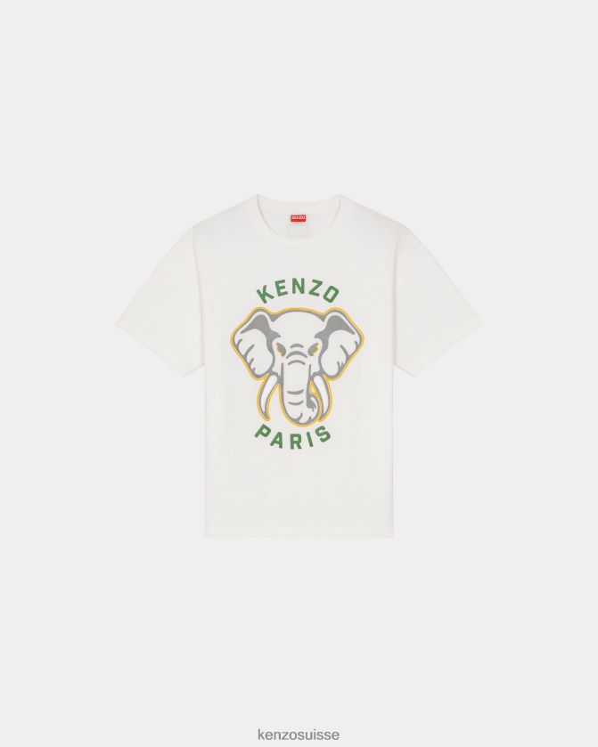 Kenzo t-shirt oversize 'varsity jungle' d'éléphant Hommes blanc cassé D2804X63 vêtements