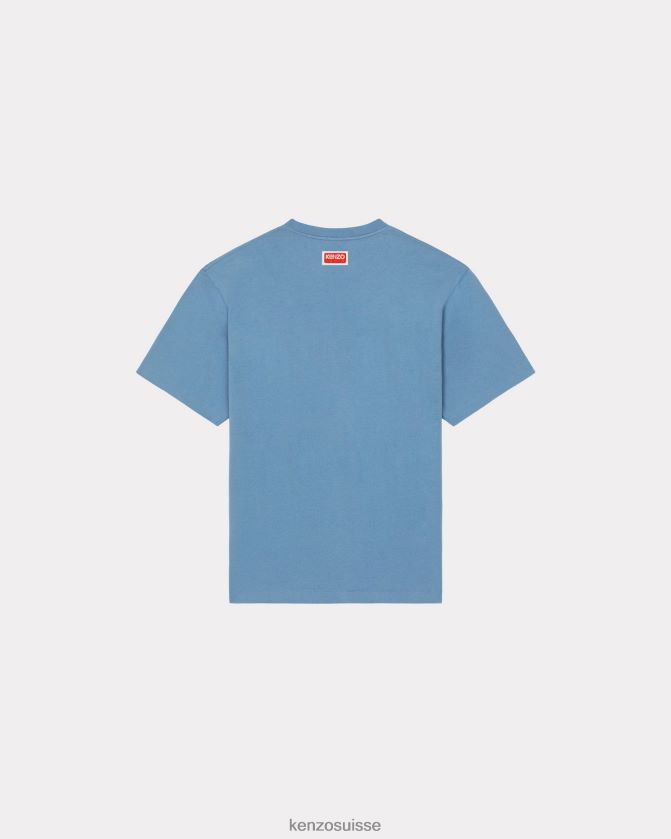 Kenzo t-shirt oversize 'varsity jungle' d'éléphant Hommes cyan D2804X59 vêtements